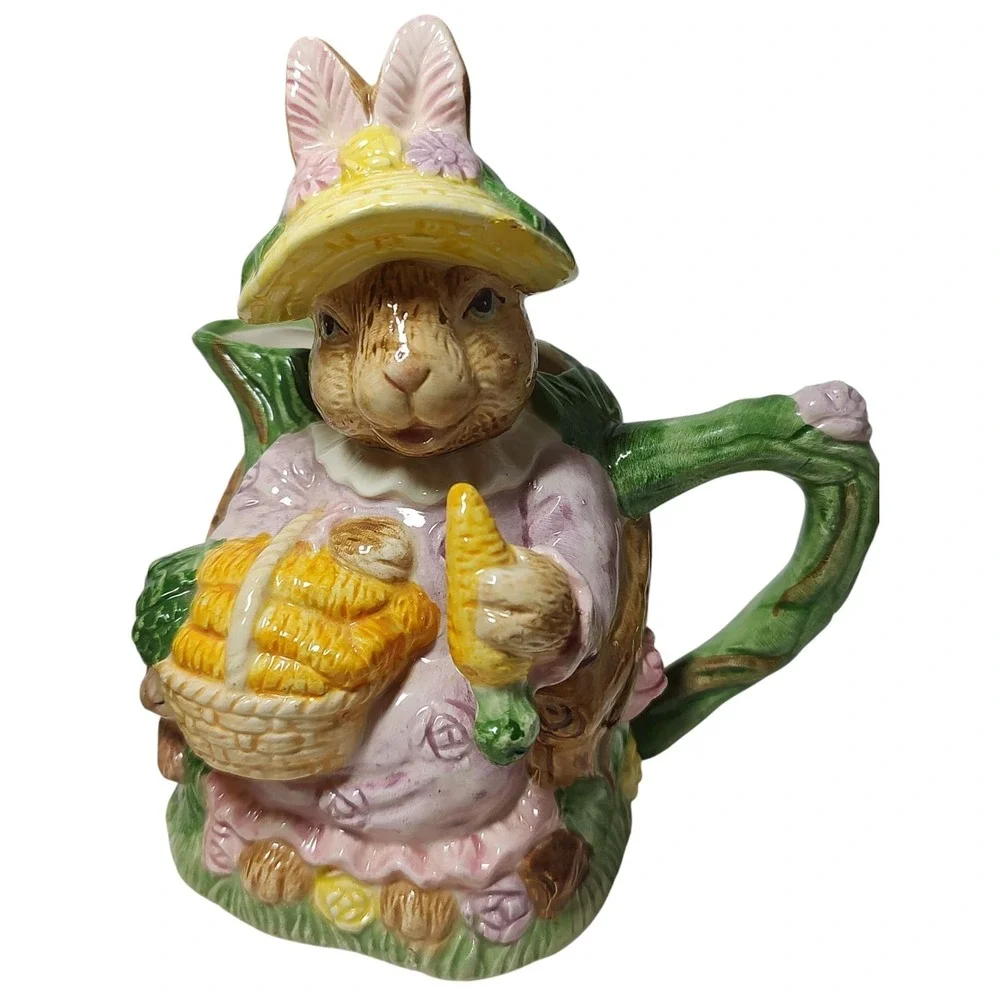 Fitz and Floyd Cream and Sugar Set Omnibus Grandma Grandpa Rabbits‎ 1993 READ